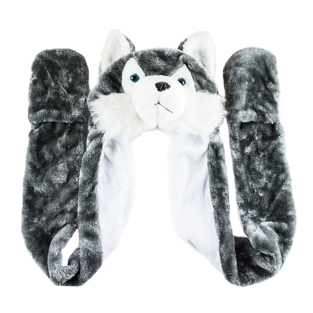 Husky Timber Wolf Plush Hat